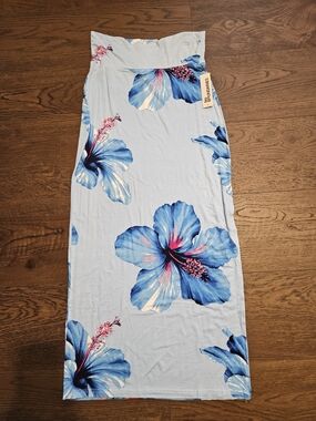 No Boundaries Light Blue Floral Maxi Skirt